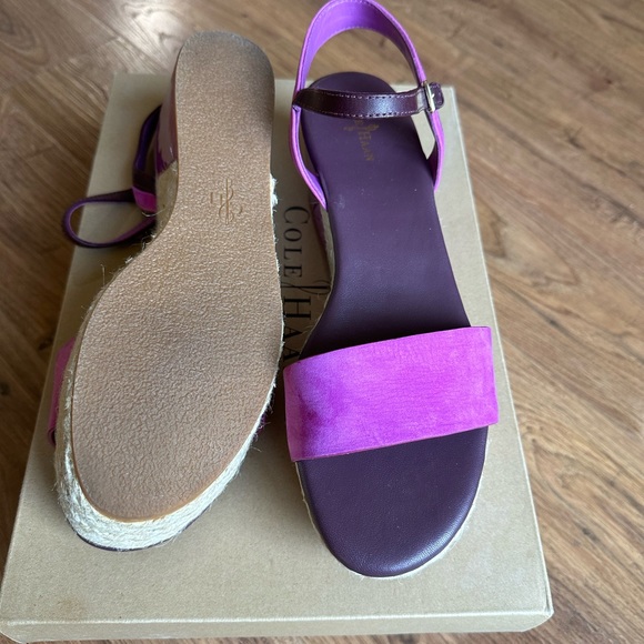 NEW COLE HAAN Arden Mixed-Media Platform Wedge Sandals , like new , worn once - Picture 7 of 9